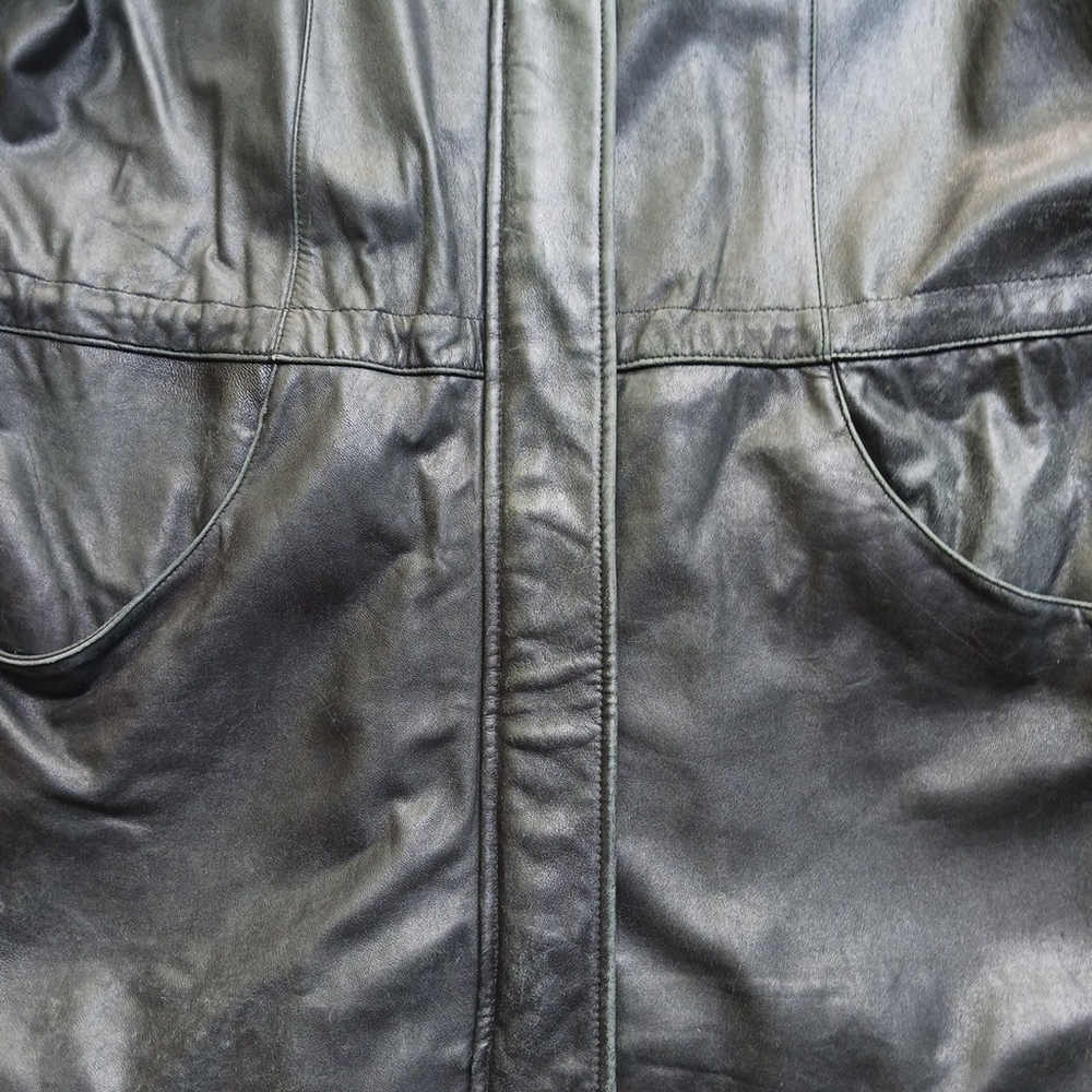 Worthington Black Lambskin Leather Zip Jacket Large - Picture 2 of 6